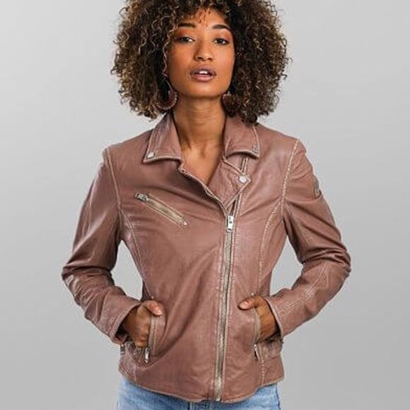 Mauritius Leather Sofia Jacket in Foggy Rose in XS EUC - Picture 1 of 8